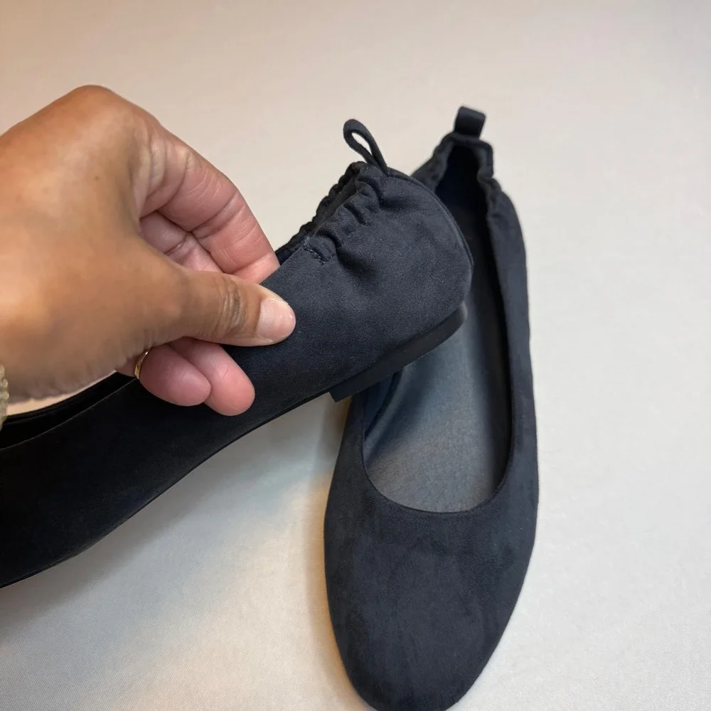 GAP NEW Womens Navy Blue Suede Ballet Flats Elastic Heel Slip On Shoes 8 Work